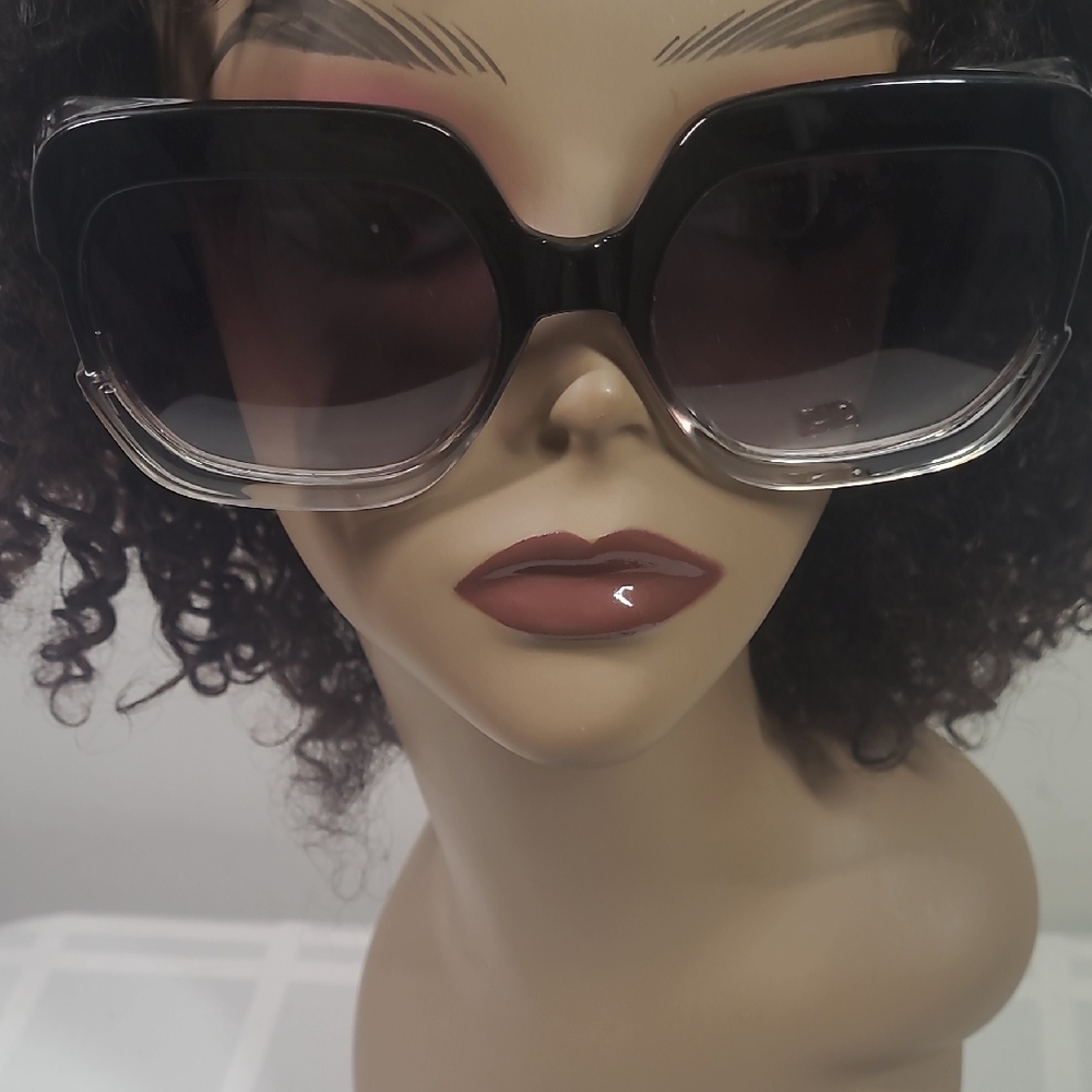 Tahari Black and Gray Square Sunglasses